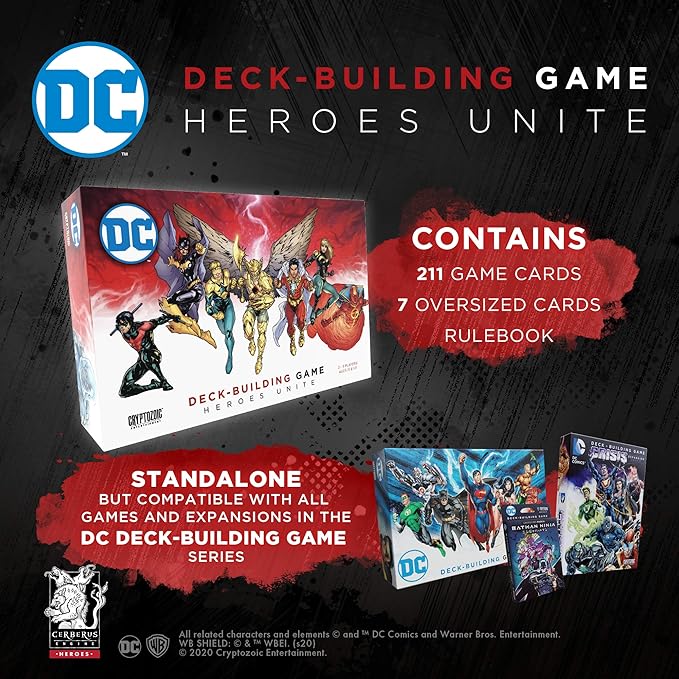 DC Deck-Building Game: Heroes Unite- Play as Hawkman Nightwingand Bat Girl from the DC Multiverse- Super Hero Board Game- For 2 to 5 Players - Ages 15+