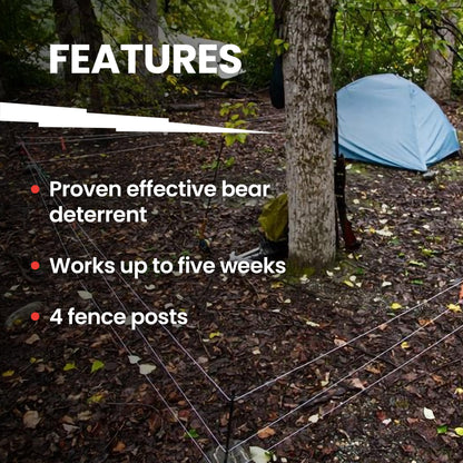 Bear Shock UDAP Ultra Light Electric Fence for Camp, Portable Camping Kit, 27 ft x 27 ft, BEF