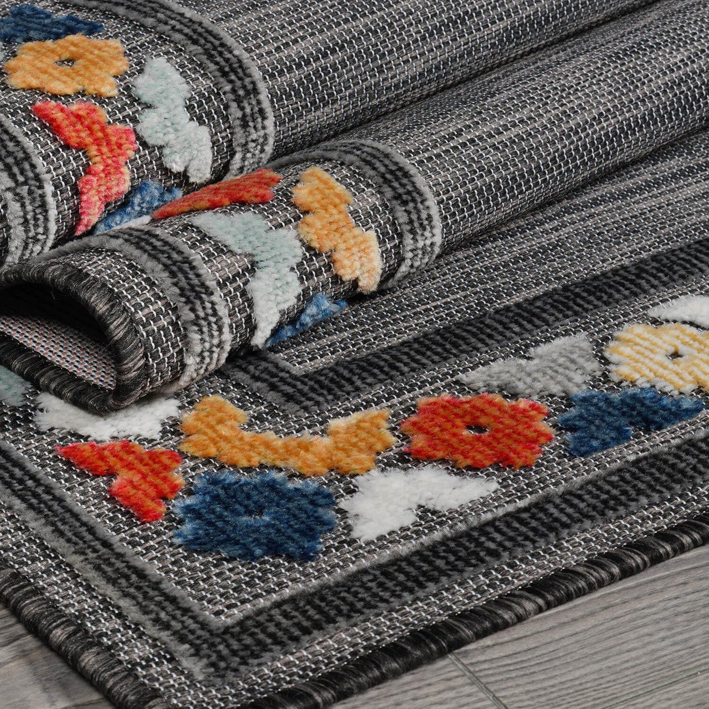 Beverly Rug Outdoor Rug 10x14 Modern Bordered Large Area Rugs for Indoor and Outdoor Patio Easy to Clean Non Shedding Living Room Porch Garden Washable Outside Carpet (10 x 14 Dark Gray)