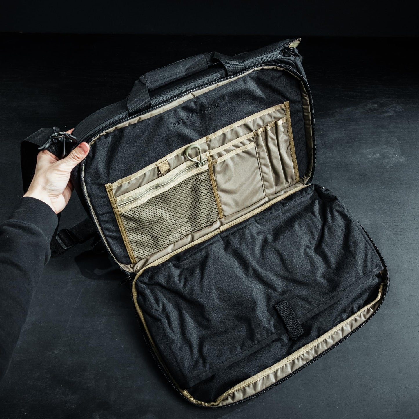 Eberlestock Executive Brief - CCW Compartment Brief Case - EDC Organization Work Pack - 500D Cordura Nylon - 10" H x 6" D x 17.5" L - Dry Earth
