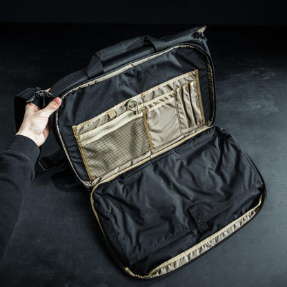 Eberlestock Executive Brief - CCW Compartment Brief Case - EDC Organization Work Pack - 500D Cordura Nylon - 10" H x 6" D x 17.5" L - Dry Earth