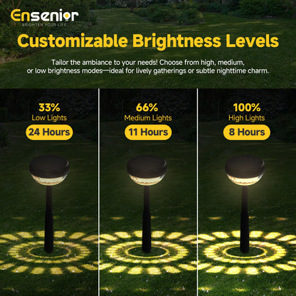 Ensenior Solar Garden Lights, 10-Pack, 3000K Warm White LED, Waterproof, Adjustable Height, Plastic, Model CP4-12CM-30K-10-BL-ZY
