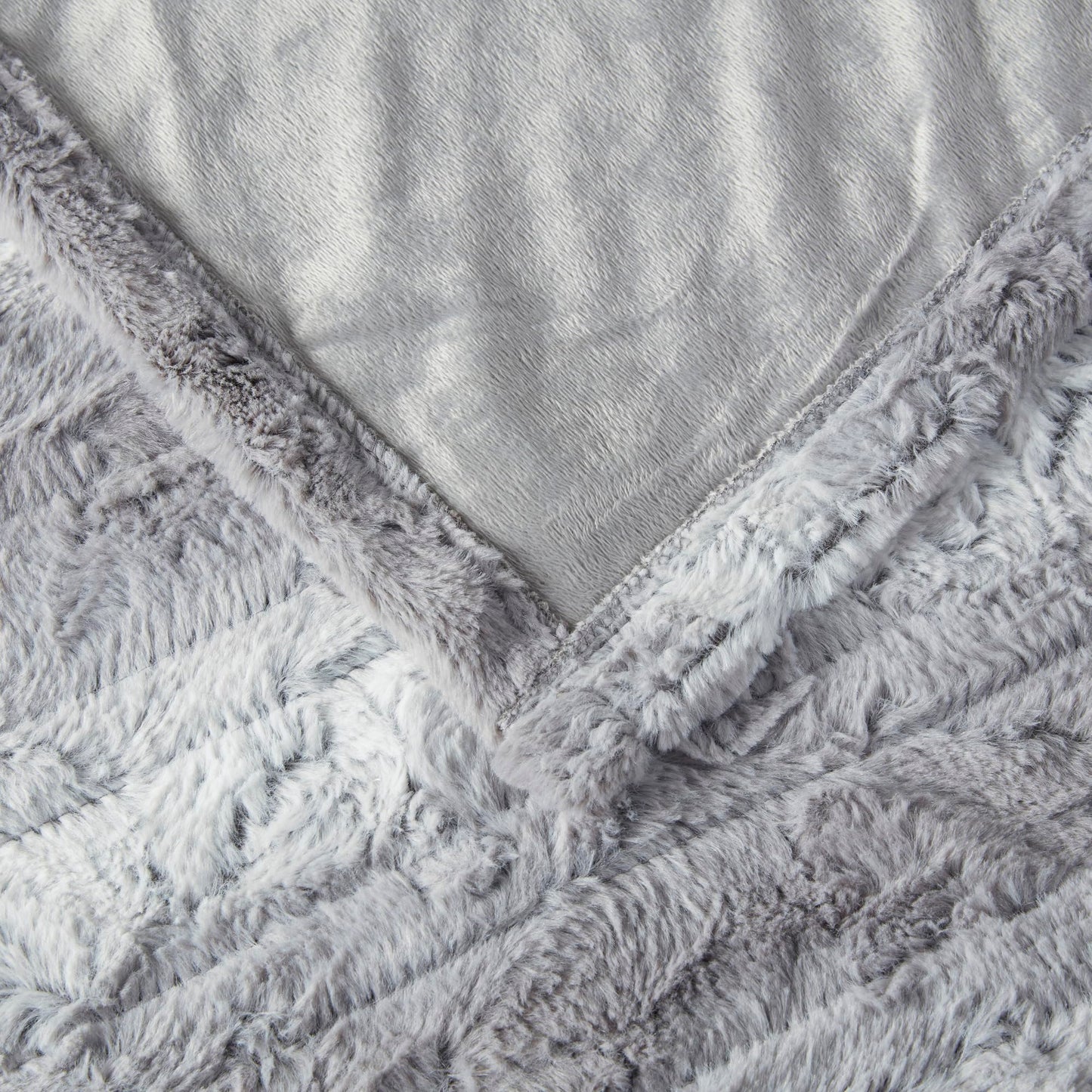 Beautyrest Zuri Reversible Faux Fur to Mink Electric Blanket, Auto Shut Off, Virtually Zero EMF, Multi Heat Setting, UL Certified, Machine Washable, Natural Marble Throw 50x70