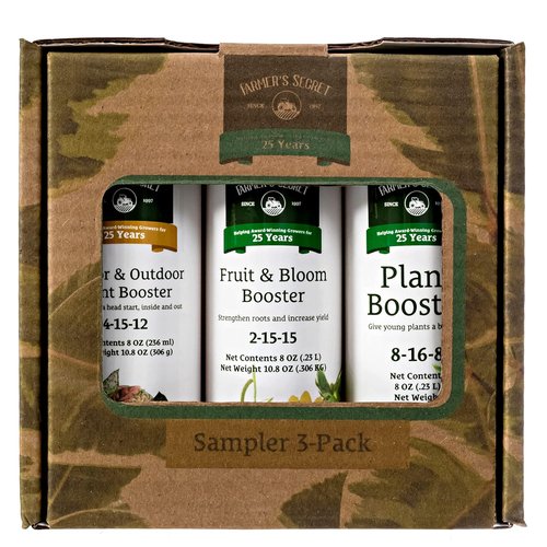 Farmer’s Secret - All-in-One Plant Booster Set | 3 Bottles of Indoor, Outdoor & Fruit Boosters (8 Oz Each)
