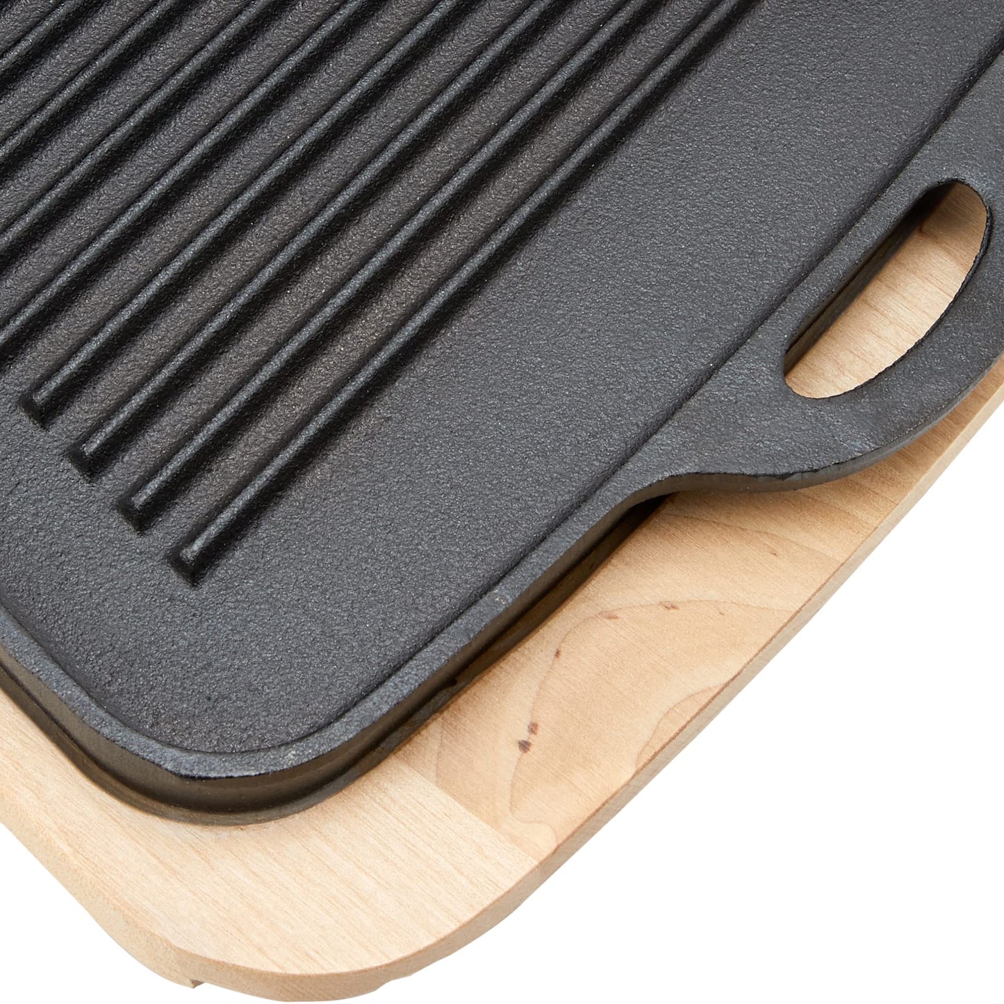 Jim Beam Cast Iron Fajita Pan with Wooden Trivet, Pre-Seasoned Ideal for Barbecuing and Camping, Large, Black,JB0206 (Pack of 3)