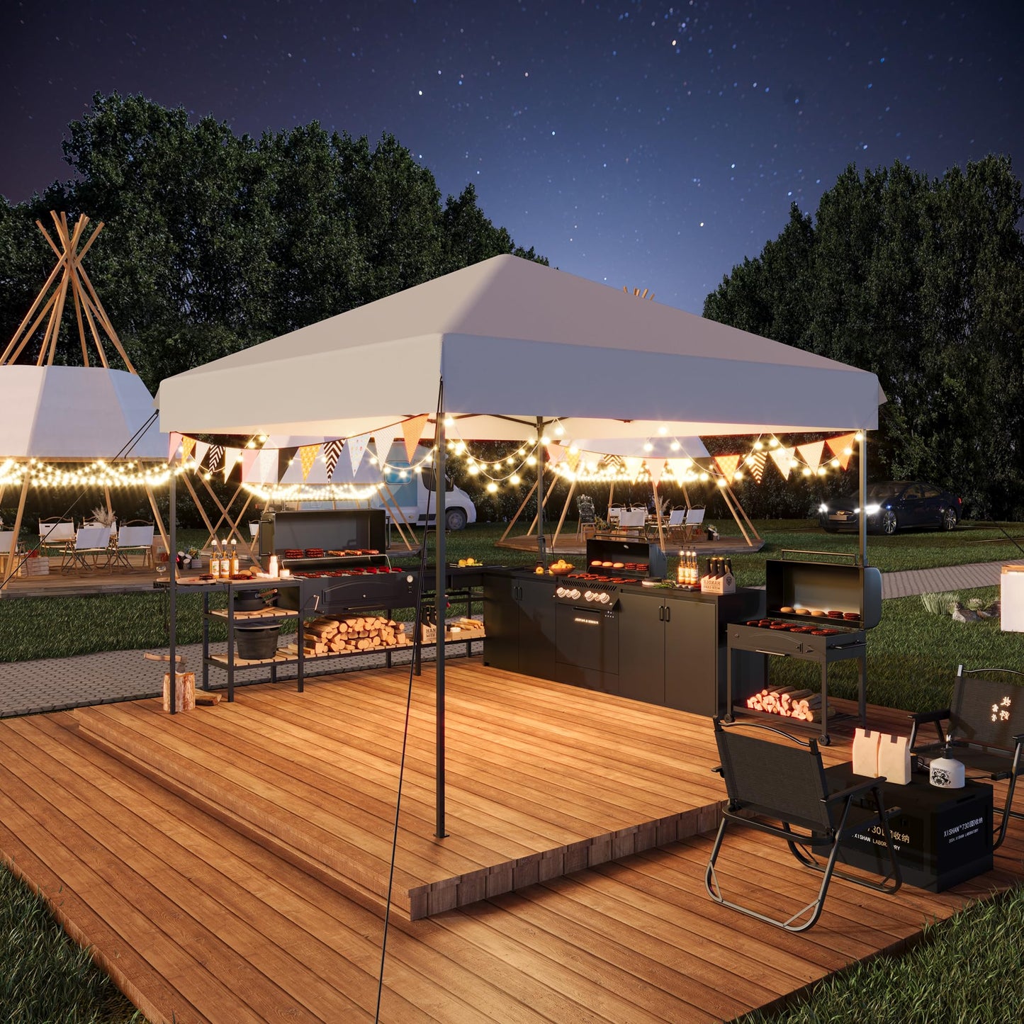 10' x 10' Pop Up Canopy Tent, Commercial Instant Outdoor Shelter with 3 Adjustable Heights, Portable Gazebo with Wheeled Carry Bag for Patio, Deck, Garden, Beach and Camping