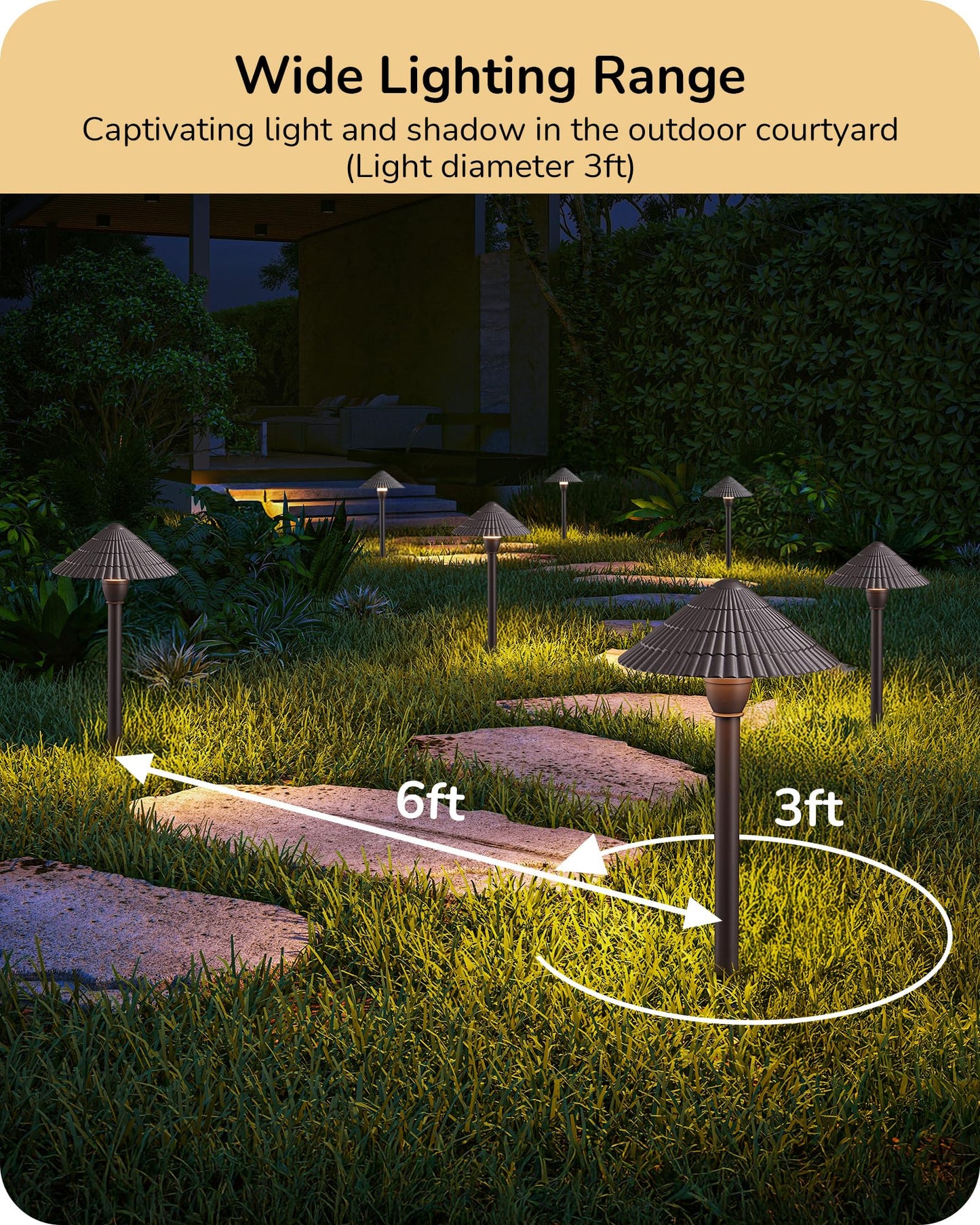 EDISHINE 5CCT Low Voltage Pathway Lights Wired, 8 Pack 2700K-5000K LED Landscape Lighting, 12V AC/DC 3W 160LM Die-Cast Aluminum Waterproof Outdoor Landscape Path Lights for Sidewalk Garden Yard