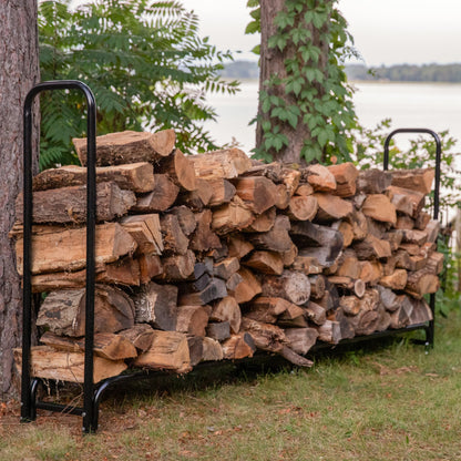 Sunnydaze 8-Foot Firewood Rack with Cover - Outdoor Wood Storage - Heavy-Duty Steel Log Holder - 1500-lb Capacity