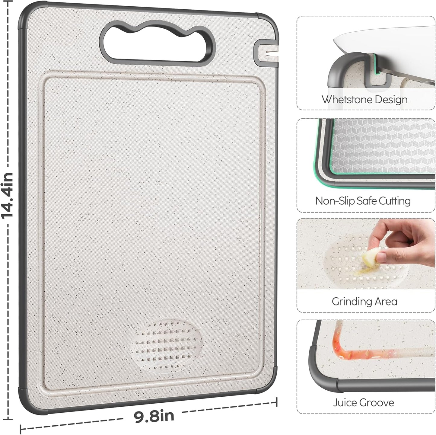 LOZOVIN Stainless Steel Cutting Board - Scratch Resistant & Reversible Design, 14.4"x9.8", Grey
