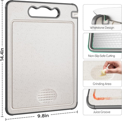 LOZOVIN Stainless Steel Cutting Board - Scratch Resistant & Reversible Design, 14.4"x9.8", Grey