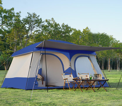 Vidalido Tents，8-10 Person Camping Tent with Extended Vestibule，2 Room Weather Resistant Family Tents，Easy Install Waterproof Outdoor Tent for Camping Hiking（Blue）
