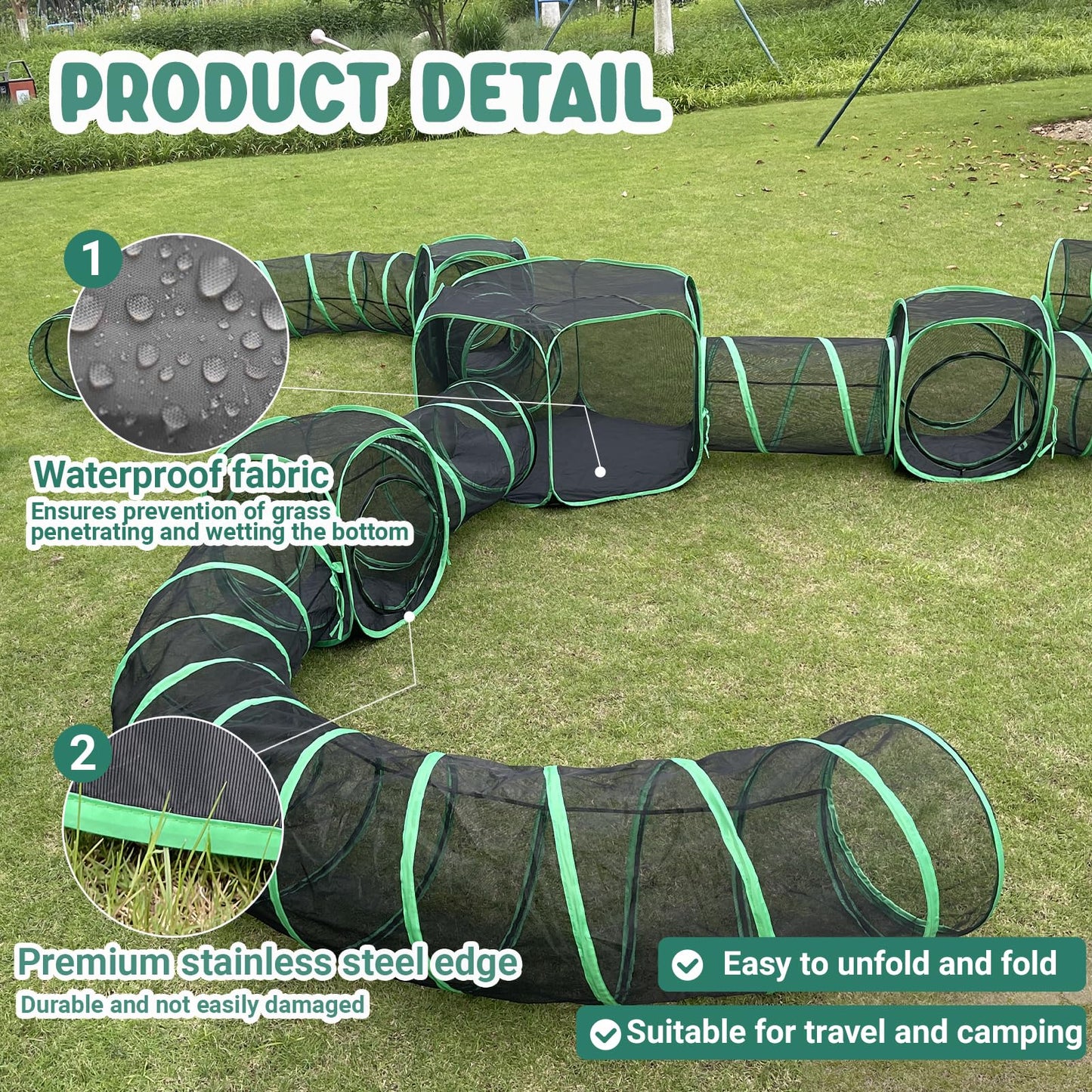 Pawtenda Outdoor Cat Enclosures, 10 in 1 Cat Tent with Tunnels for Outside, Large Space Catio Outdoor Pet Enclosure for Indoor Kitty, Enclosed Pet Playpen