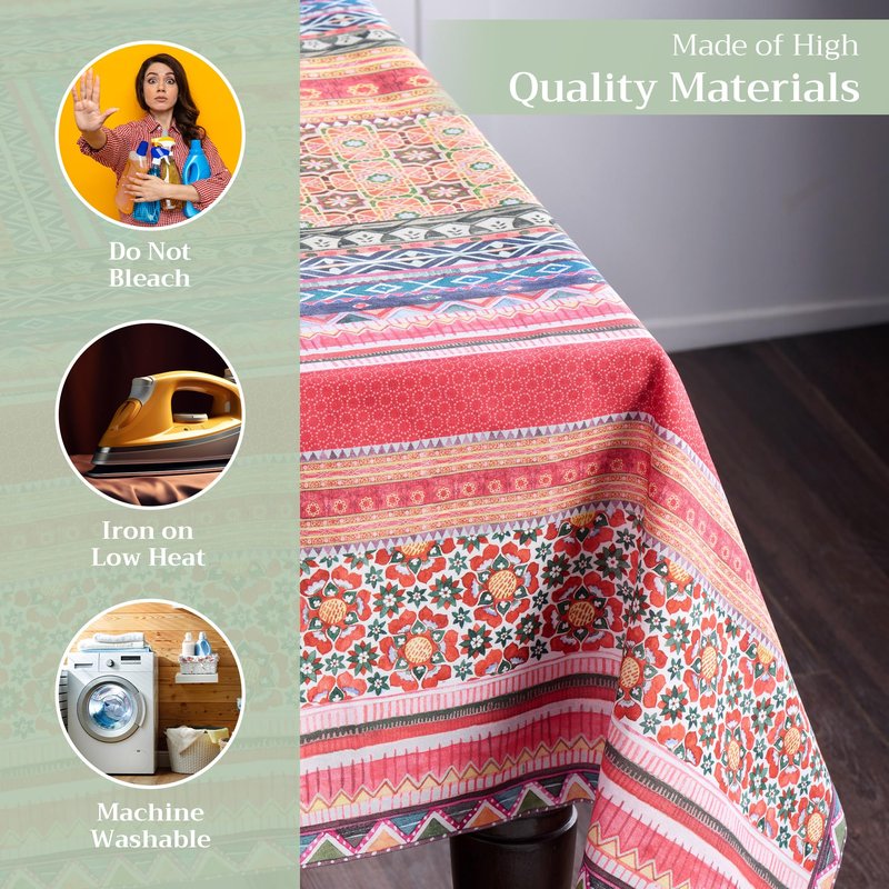 Maison d' Hermine Table Cloth Rectangle Table 100% Cotton 60 x 120 Inches Fall Tablecloth Reusable Everyday Use for Thanksgiving Christmas Decorations Dining Farmhouse Party (Ispahan)