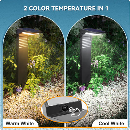 JOFIOS Solar Pathway Lights 6Pack with Warm White and Cool White Mode, Modern Solar Path Lights Outdoor Waterproof, Perfect Solar Lights for Backyard, Lawn, Driveway, Walkway, Garden Decorative.