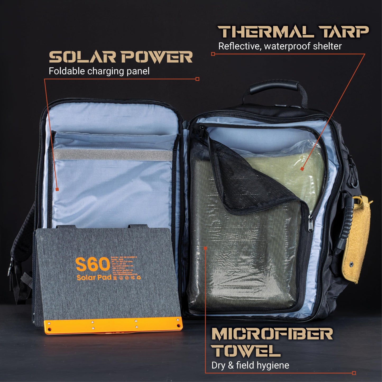 Cargo 72-Hour Survival Kit Loadout Backpack - Complete Bug Out Emergency Kit with Tactical 48L Backpack, Water Filtration, Power, Medical, Shelter & Fire System - Modular Urban Preparedness System