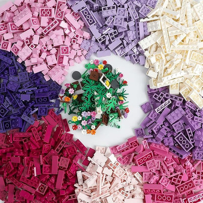1800Pcs Building Bricks Classic Bulk Small Blocks Classic Building Bricks Set Basic Building Blocks(Pink Purple White)