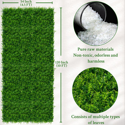 ODTORY Artificial Plants Hedge Wall Panels：54x120 Inch (45 sqft) UV-Anti Greenery Boxwood Fence Privacy Screen, Faux Ivy Grass Wall with Fake Leaves for Indoor Outdoor Background Covering