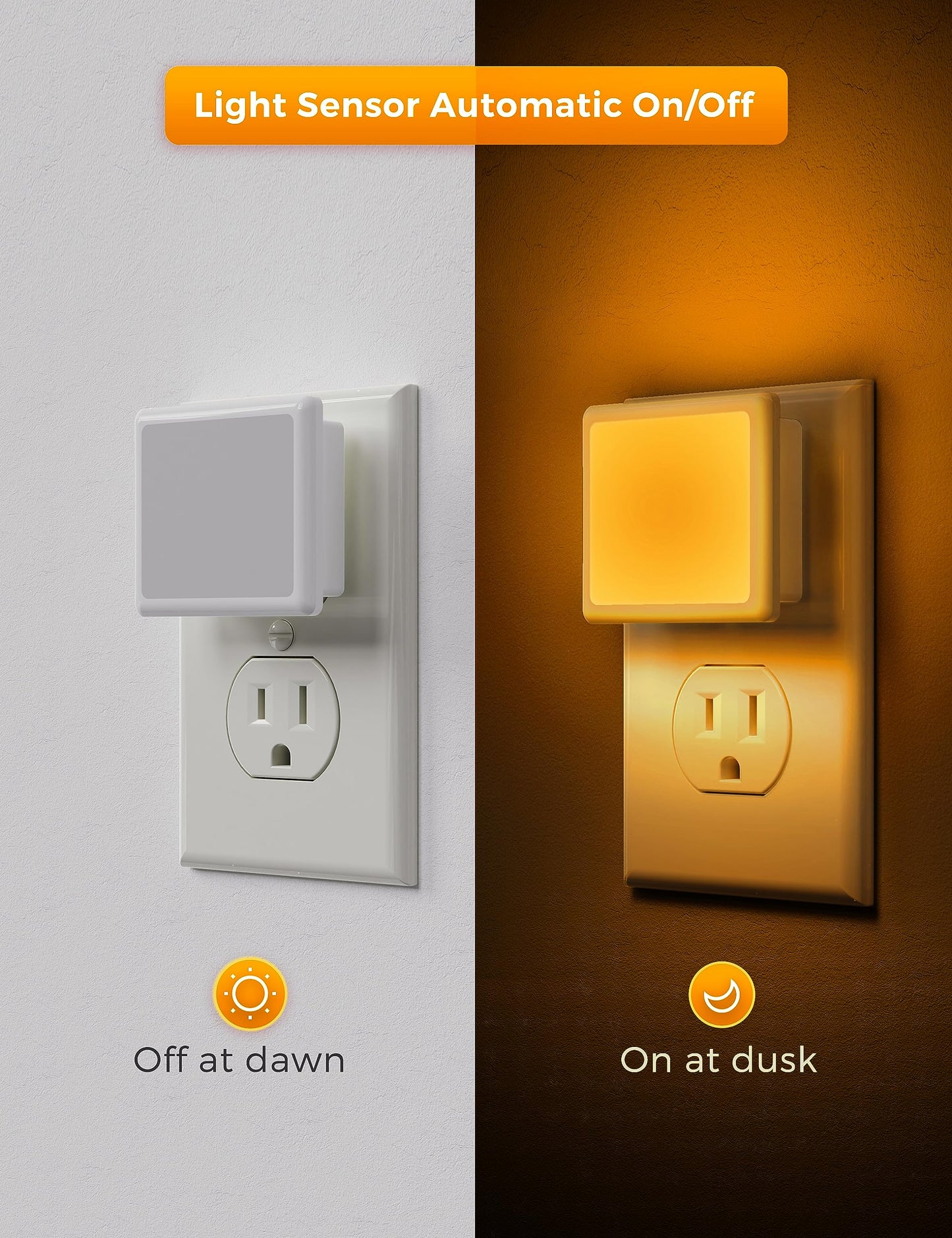 L LOHAS LED Night Lights Plug into Wall, [6-Pack] Plug in Night Light, Dusk-to-Dawn Sensor, 3000K Soft White 0.3W Bright Nightlight Auto-On/Off for Adults Kids Room Bedroom Bathroom Hallway Kitchen