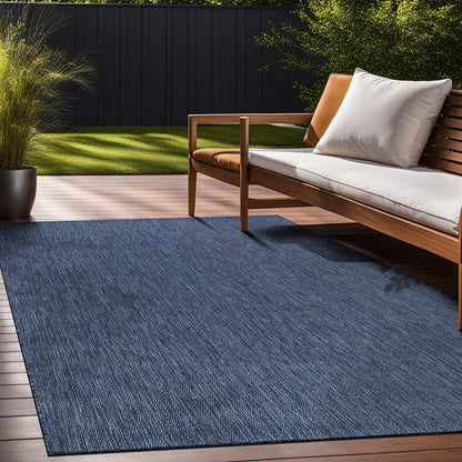 Beverly Rug Indoor Outdoor Rug 9x12, Washable Outside Carpet for Patio, Deck, Porch, Solid Modern Area Rug, Water Resistant, Azure Blue