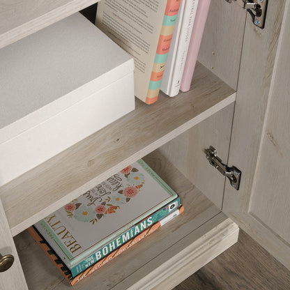 Sauder Miscellaneous Storage Bookcase with Doors, Adjustable Shelves, 5 Shelf Bookcase - Chalked Chestnut Finish