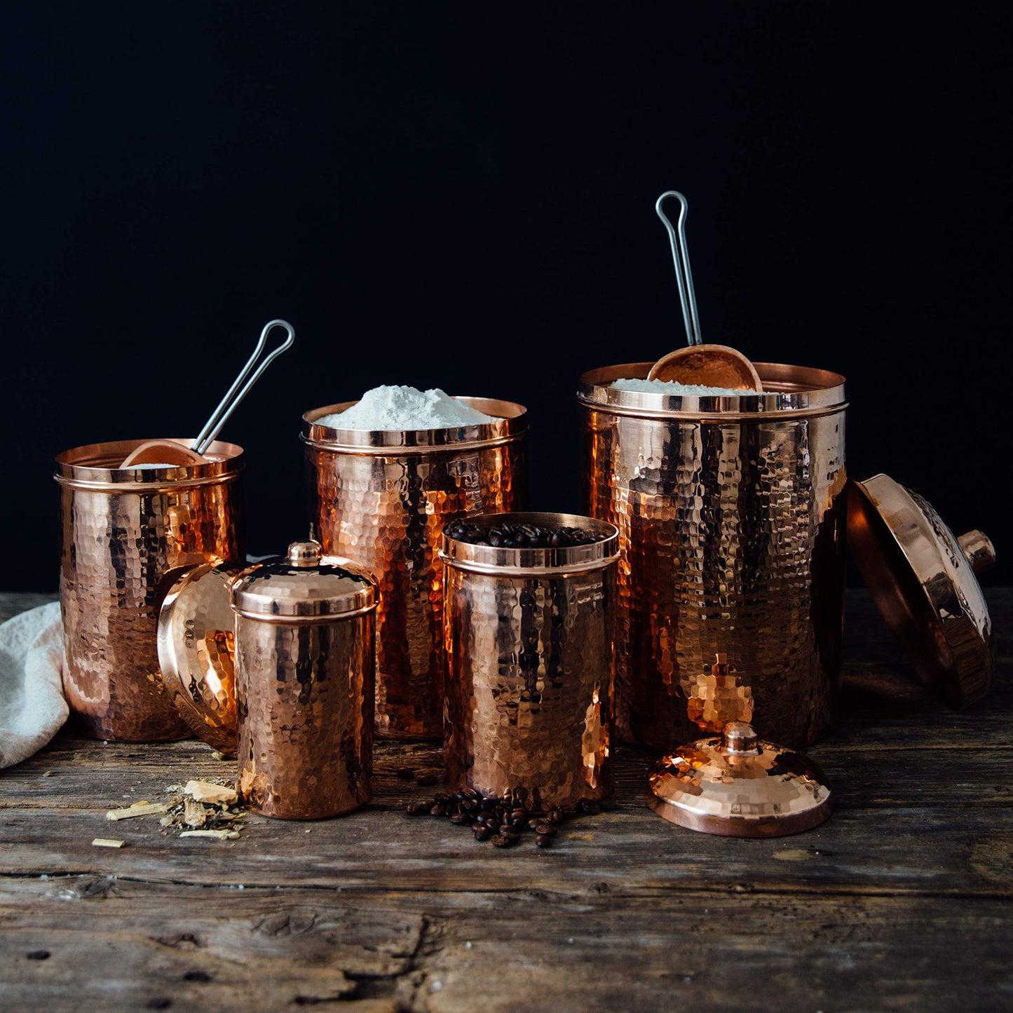 Sertodo Copper Kitchen Canisters | Polished, 2 Quart Capacity | Elegant Functional Storage | Hammer Polished for Shine & Durability | Eco-Friendly Recycled Copper | Timeless Elegance for Your Kitchen