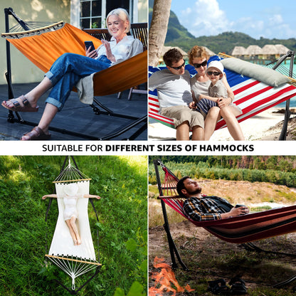 Tranquillo Unity with Hammock Stand, 800 lbs Capacity Steel Double Hammock Stand for 2 Persons, Premium Pre-Assembled Stand for Indoor Outdoor (American Flag)