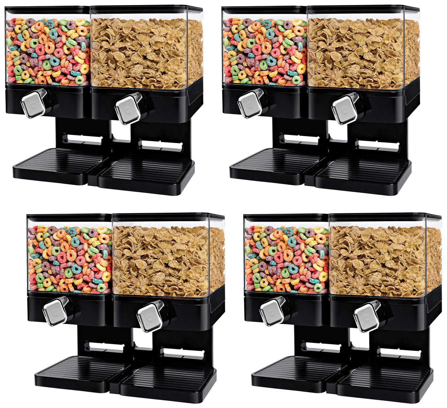 Honey-Can-Do Zevro Compact Dry Food Dispenser, Dual Control, Black/Chrome (Pack of 4)
