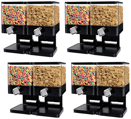Honey-Can-Do Zevro Compact Dry Food Dispenser, Dual Control, Black/Chrome (Pack of 4)