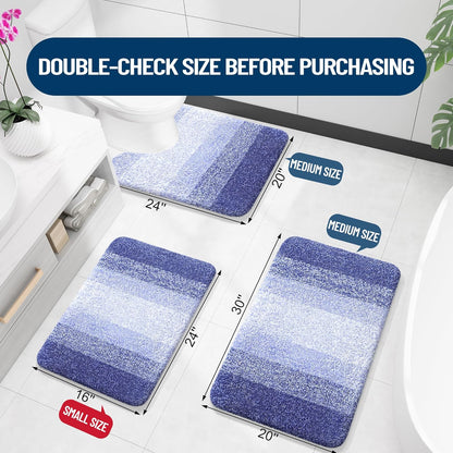 OLANLY Large Bathroom Rugs - Extra Soft Microfiber Mat 40x24 | Quick Dry, Machine Washable, Blue-Violet