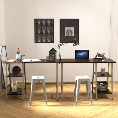 SHW 43-Inch Home Office Trestle Computer Desk with Open Storage Shelves, Espresso