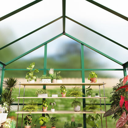 GarveeHome 6X8 FT Greenhouse for Outdoors, Large Walk-in Polycarbonate Greenhouse Kit, Aluminum Frame, Lockable Door, Roof Vent, Ground Spikes, for Garden, Patio, Backyard, Outdoor Plant Growth