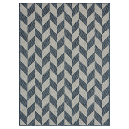 Nicole Miller New York Patio Country Calla Contemporary Herringbone Indoor/Outdoor Area Rug, Blue/Cream, 7'9"x10'2"