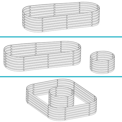 Sunnydaze 62.5-Inch Oval Raised Garden Bed Outdoor - Modular Raised Garden Bed with Rubber Edge Trim - Silver