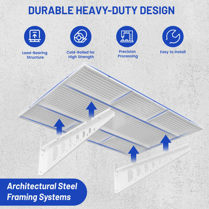 ZONEGRACE 4-Pack 2x3ft Wall Mounted Garage Shelves, 1000 Lbs Deep Garage Wall Shelving Heavy Duty, Large Floating Shelves For Wall With Storage, Complete Install Kit & Hooks, White
