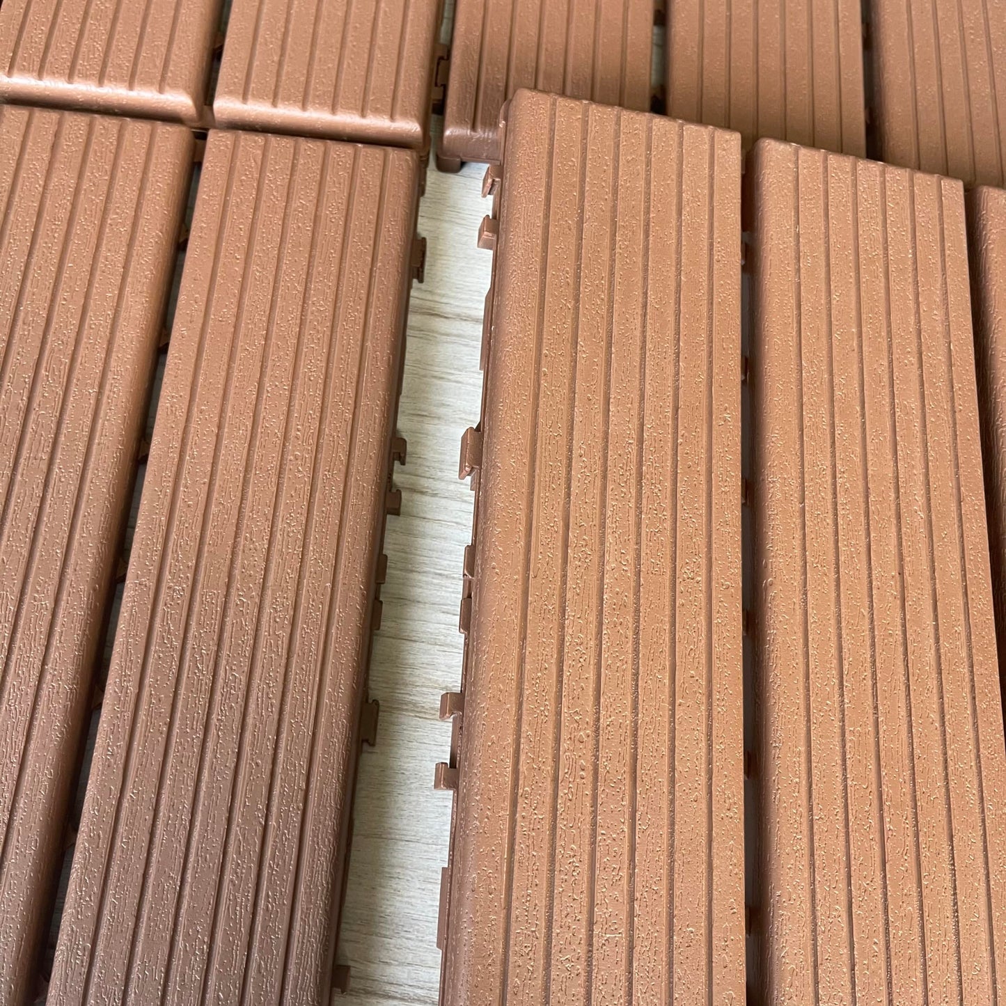 Uneeruiqy 44 Pack Interlocking Patio Deck Tiles 11.8"X11.8" Square Waterproof Outdoor Flooring All Weather Use Patio Floor Decking Tiles for Patio Garden Deck Poolside (11.8"X11.8", Brown, 44)