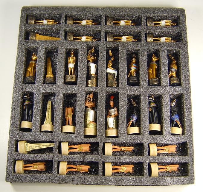 HPL Egyptian Anubis Buff and Gold Set of Chess Men Pieces - NO Board