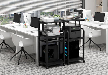 Fannova Printer Stand with Adjustable Shelf, 4 Tier Large Tall Printer Table with Wheels for Home Office Storage and Organization, Rolling Stand Cart for Computer Tower CPU Shredder, Black