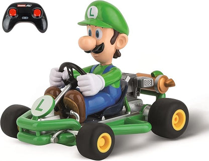 Carrera 200984P RC Official Licensed Mario Kart Pipe Kart Luigi 1:18 Scale 2.4 Ghz Remote Radio Control Car with Rechargeable LiFePO4 Battery - Kids Toys Boys/Girls