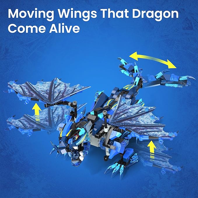 Sillbird Dragon Building Kit with Remote Control STEM Gifts for Kids Boys Ages 8-12 Technic Buildable 3in1 Models Coding Toys for Birthday with 590 Pieces