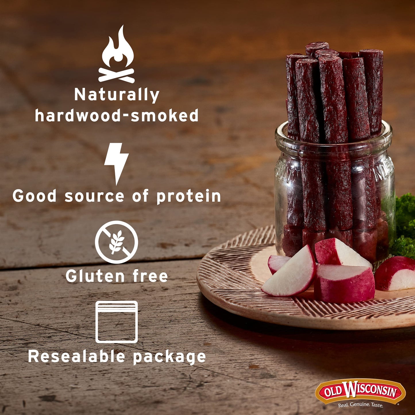 Old Wisconsin Turkey Sausage Snack Sticks, Naturally Smoked, Ready to Eat, High Protein, Low Carb, Keto, Gluten Free, 16 Ounce Resealable Package
