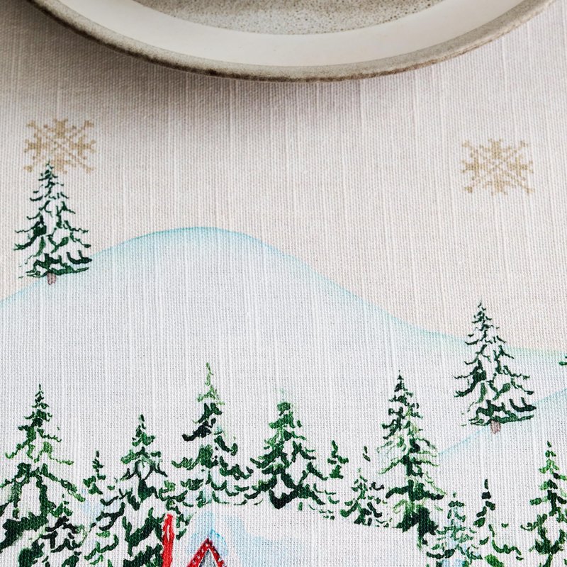 Maison d' Hermine Table Cloth Rectangle Table 100% Cotton 70 x 120 Inches Fall Tablecloth Reusable Everyday Use for Thanksgiving Christmas Decorations Dining Farmhouse Party (Rural Christmas)
