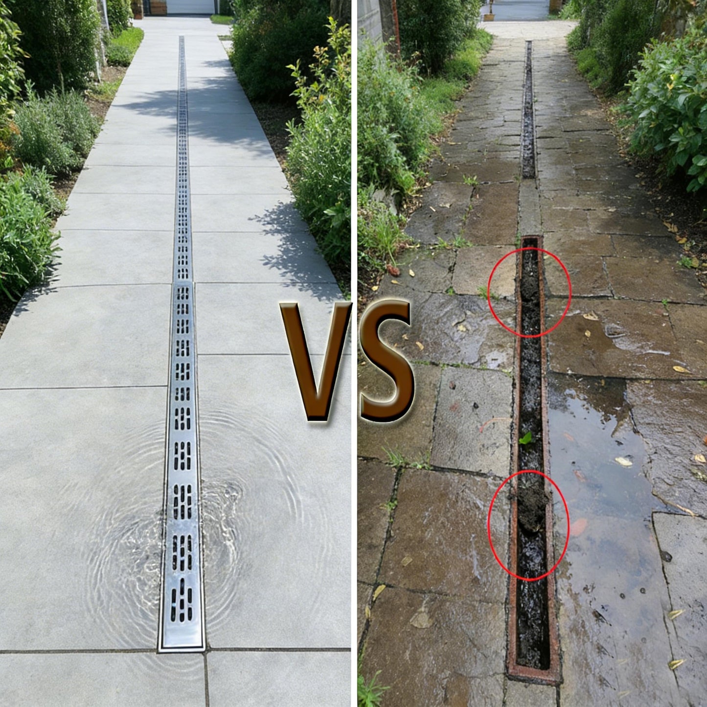 304 Stainless Steel Trench Drain Kit,Narrow Channel Drain with Grate & Coupling, Outdoor Drainage for Pool Deck/Yard/Driveway/Garage (19.6FT-2IN X 1.2IN)