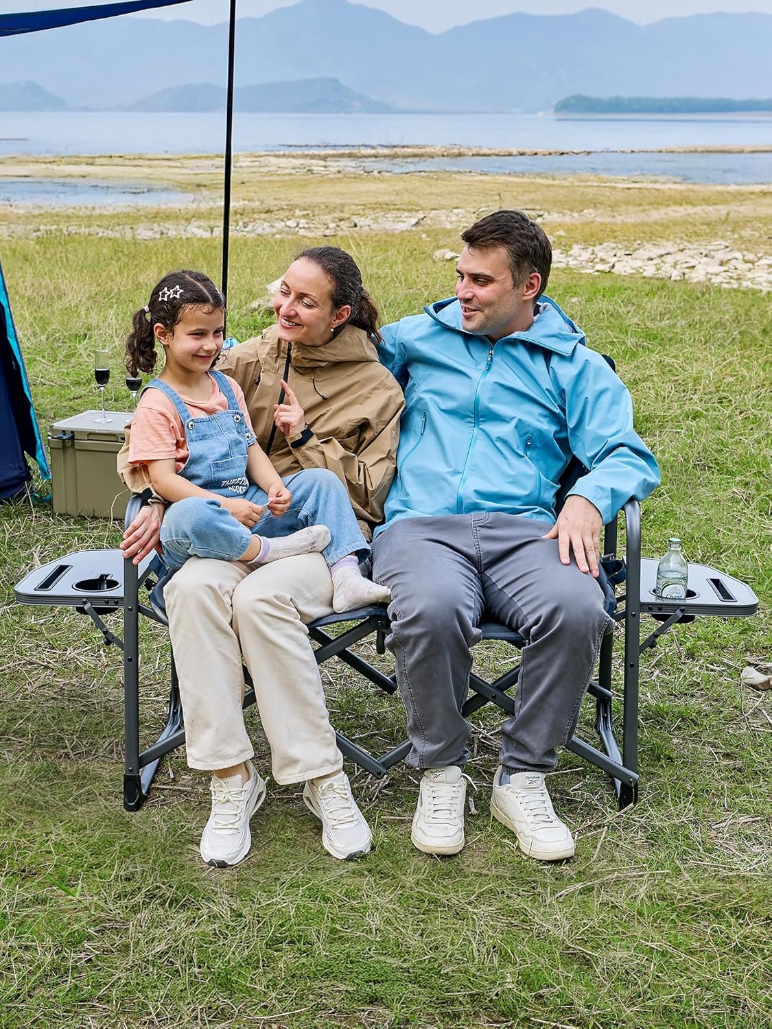 Timber Ridge Double Camping Chair - Heavy Duty Portable Loveseat for 2 | Supports 600 lbs - Blue