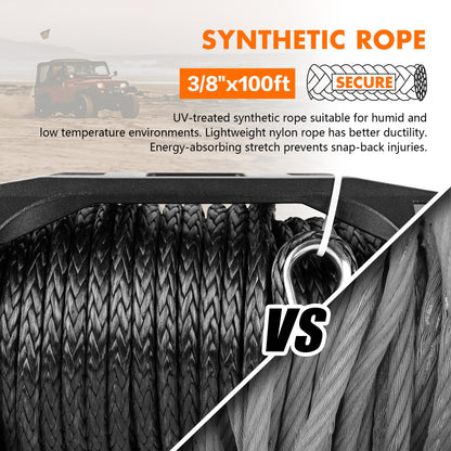ZESUPER 13500 lb Load Capacity 12V Electric Winch 100ft Synthetic Rope Hook Winch Kit for Jeeps Trailer Truck SUV Waterproof IP68 Winches with Hawse Fairlead and 2 in 1 Wired&Wireless Handle Remote