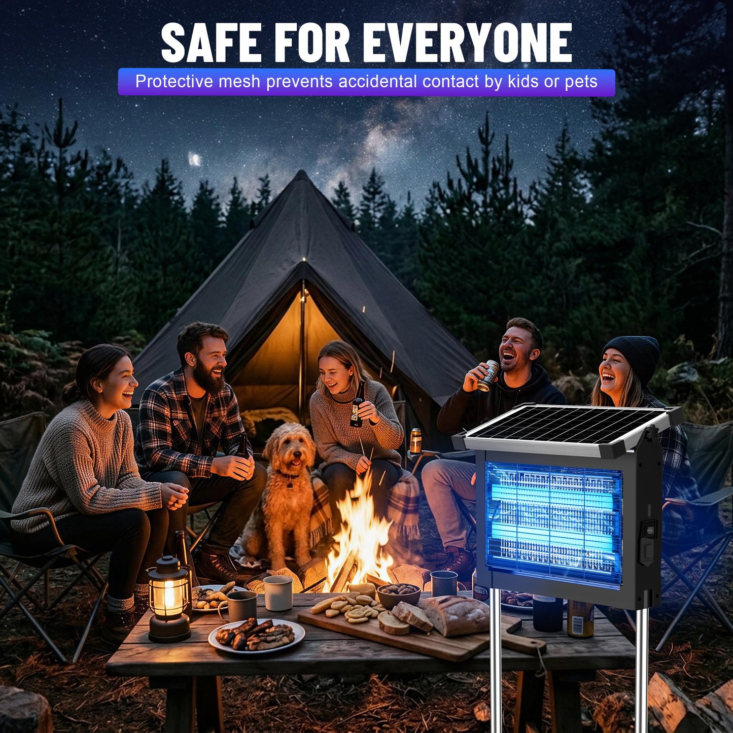 CXBER Solar Bug Zapper Outdoor, 4500V Mosquito & Fly Zapper with UV Light, Smart Auto Mode, 4000mAh USB-C Rechargeable Cordless Mosquito Killer Lamp, IP66 Waterproof for Patio Backyard Garden Camping