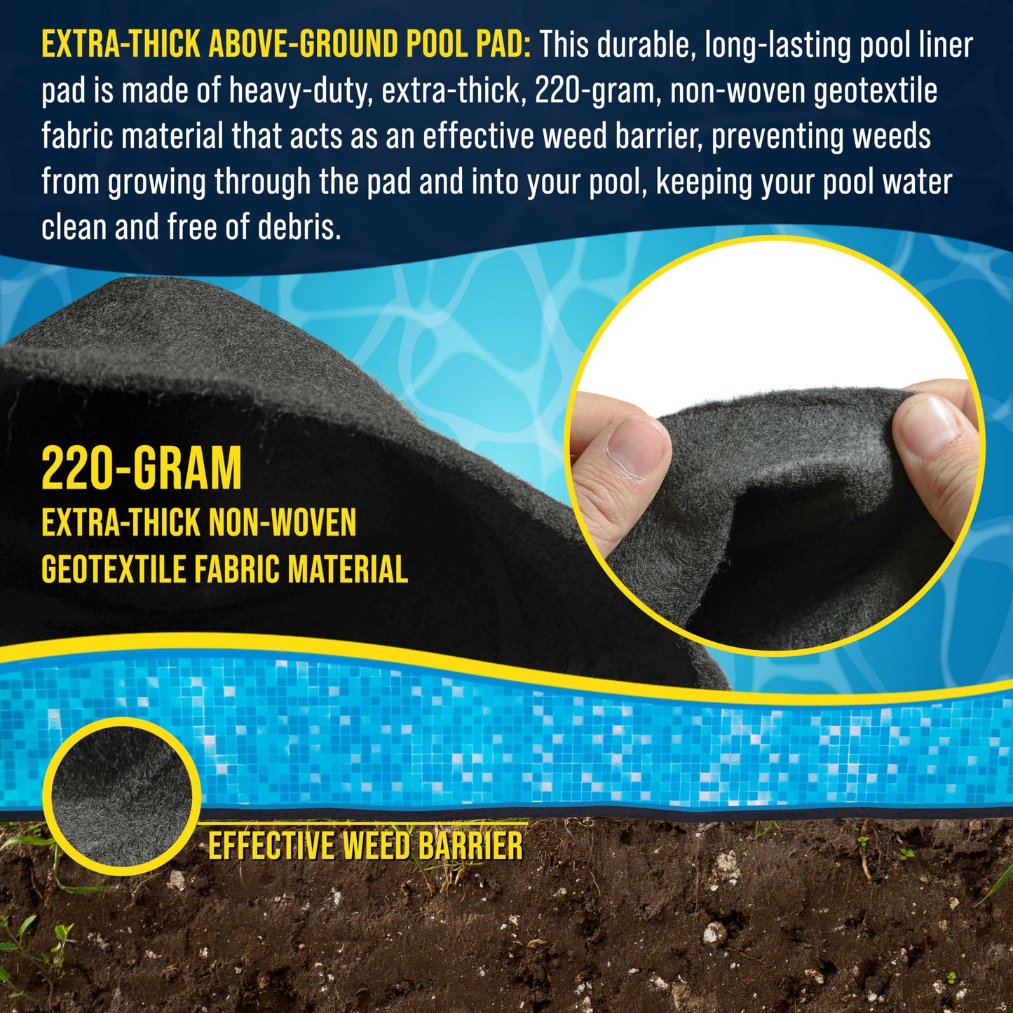 U.S. Pool Supply Ground Shield 16-Foot x 32-Foot Oval Heavy Duty Pool Liner Pad for Above Ground Swimming Pools - Protects Pool Liner, Prevents Punctures, Weed Barrier, Eco-Friendly Extends Liner Life