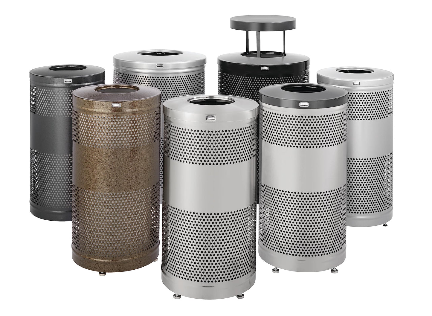Rubbermaid Commercial Products Classic Open Top Outdoor Trash Can, 51-Gallon, Round Stainless Steel, Garbage Bin for Mall/Stadium/Office/Lobby/Restaurant