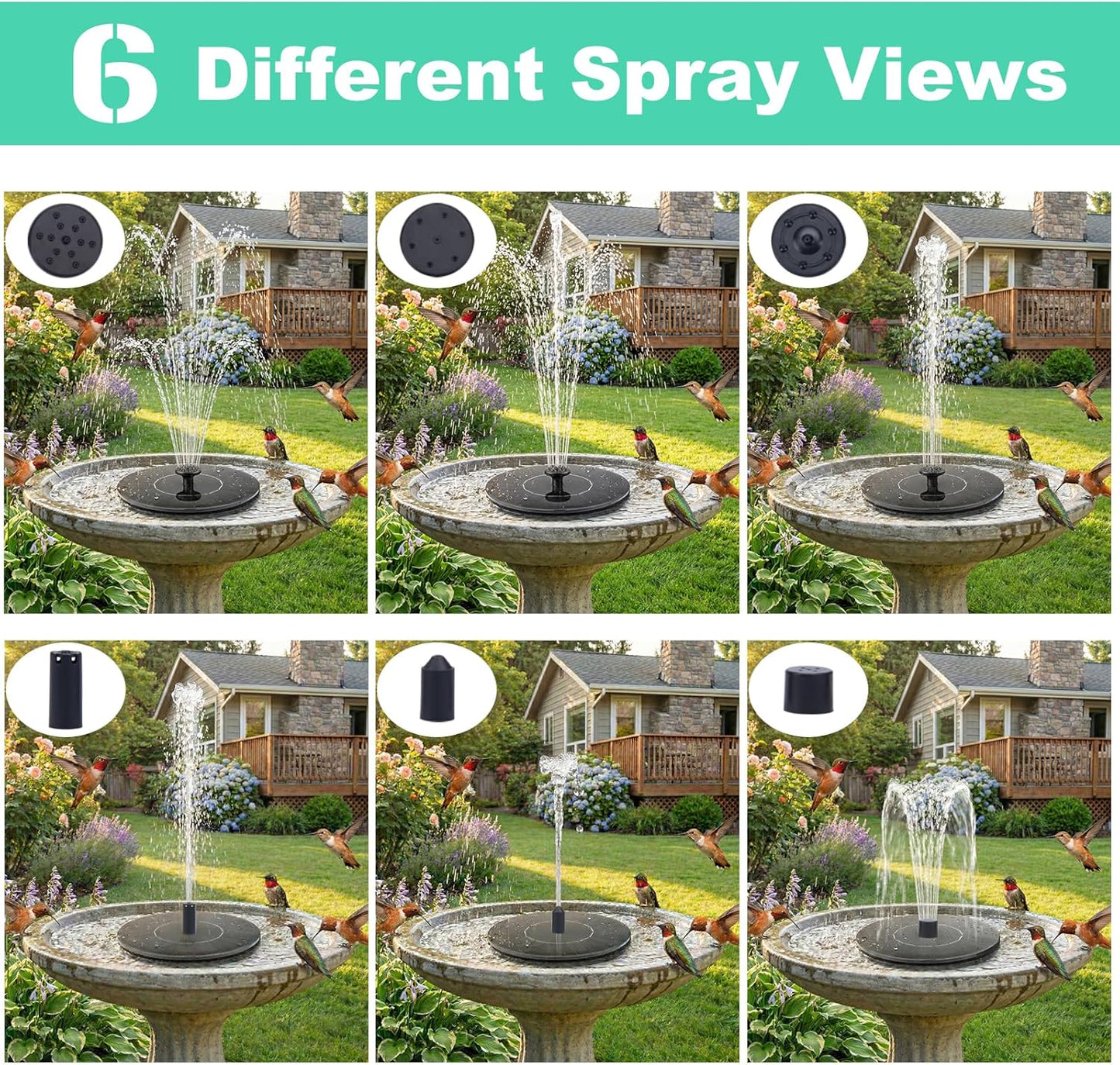 Yeomi Solar Fountain - Floating Water Pump for Bird Baths | No Battery Needed, Easy to Use for Gardens & Patios
