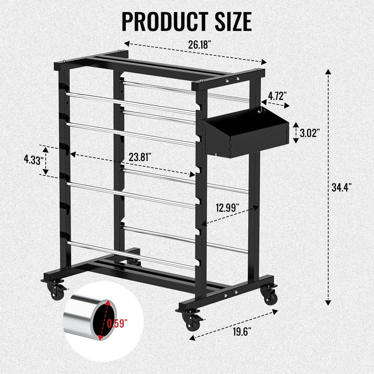 Upgraded Wire Spool Rack 8 Rod Cable Caddy Adjustable Wire Spool Holder with Locking Wheels 400 Lbs Capacity Cable Dispenser for Electrical and Industrial Use (Black)