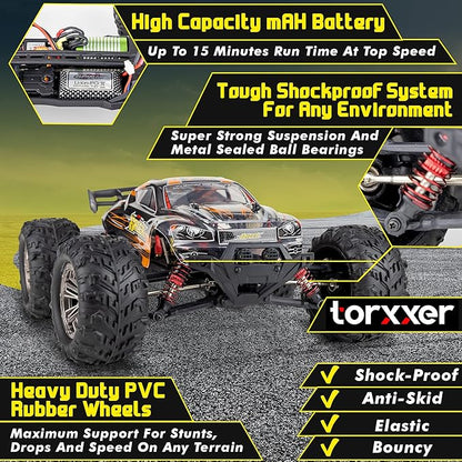 1:16 Scale Brushless RC Truck - High Speed Hobby Grade RC Car Hits 33 Miles Per Hour - Off Road 4WD for Grip on Any Terrain Ready to Run Waterproof Trophy Truck